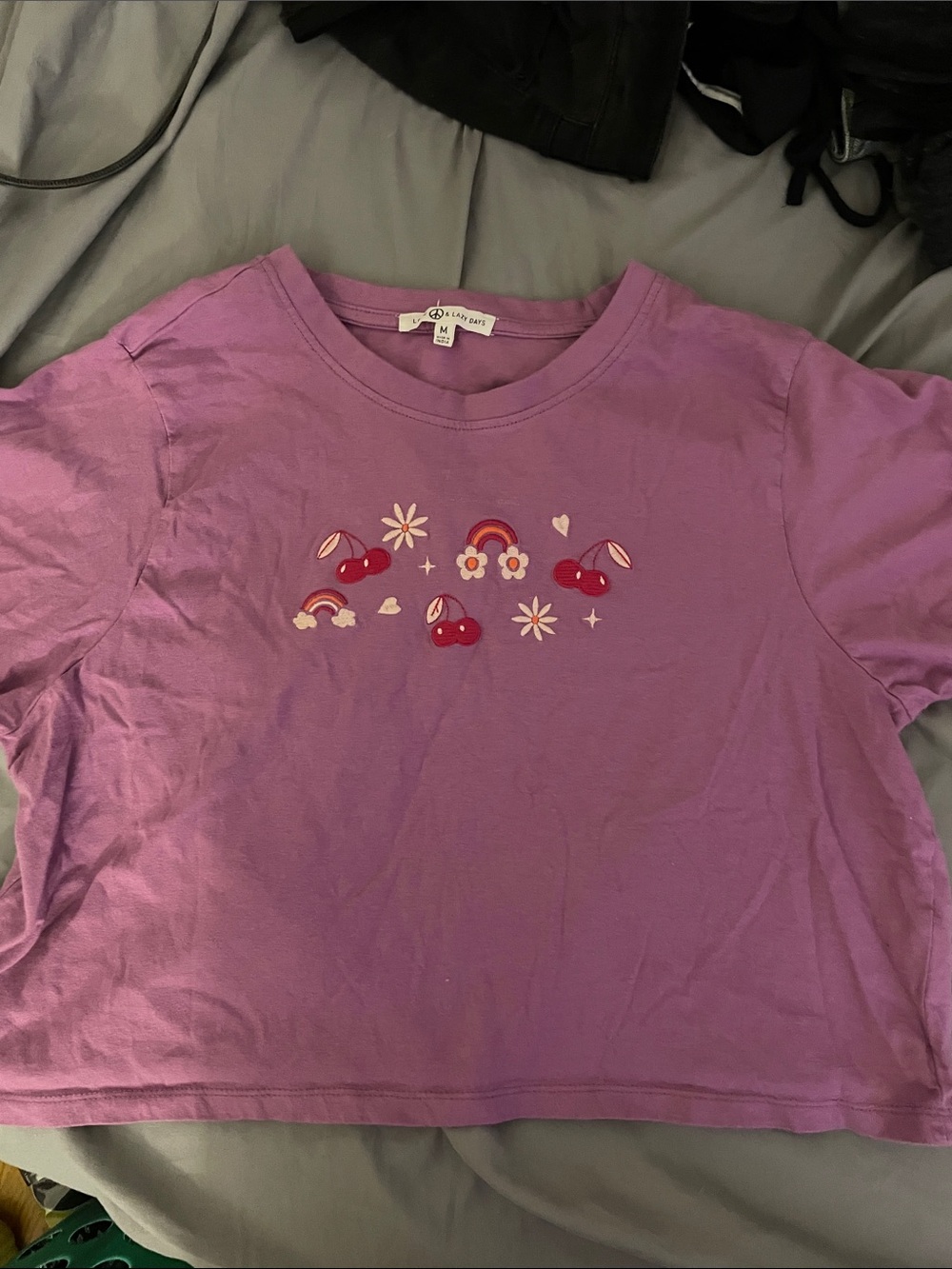 Purple cropped graphic tee